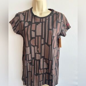 Vans Brown & Black Geometric Short Sleeve Tee Slim Fit Medium